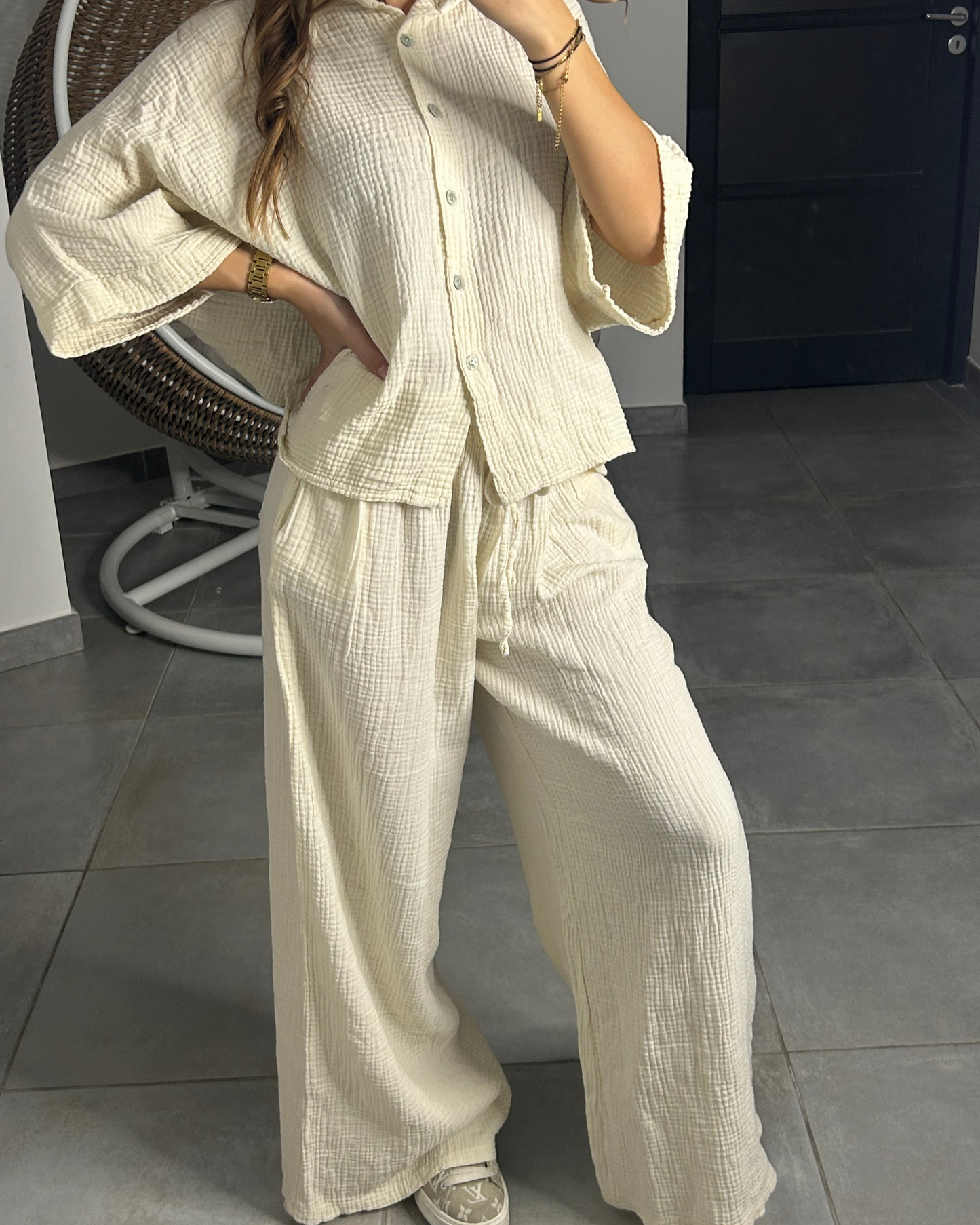 Ensemble gaz de coton beige
