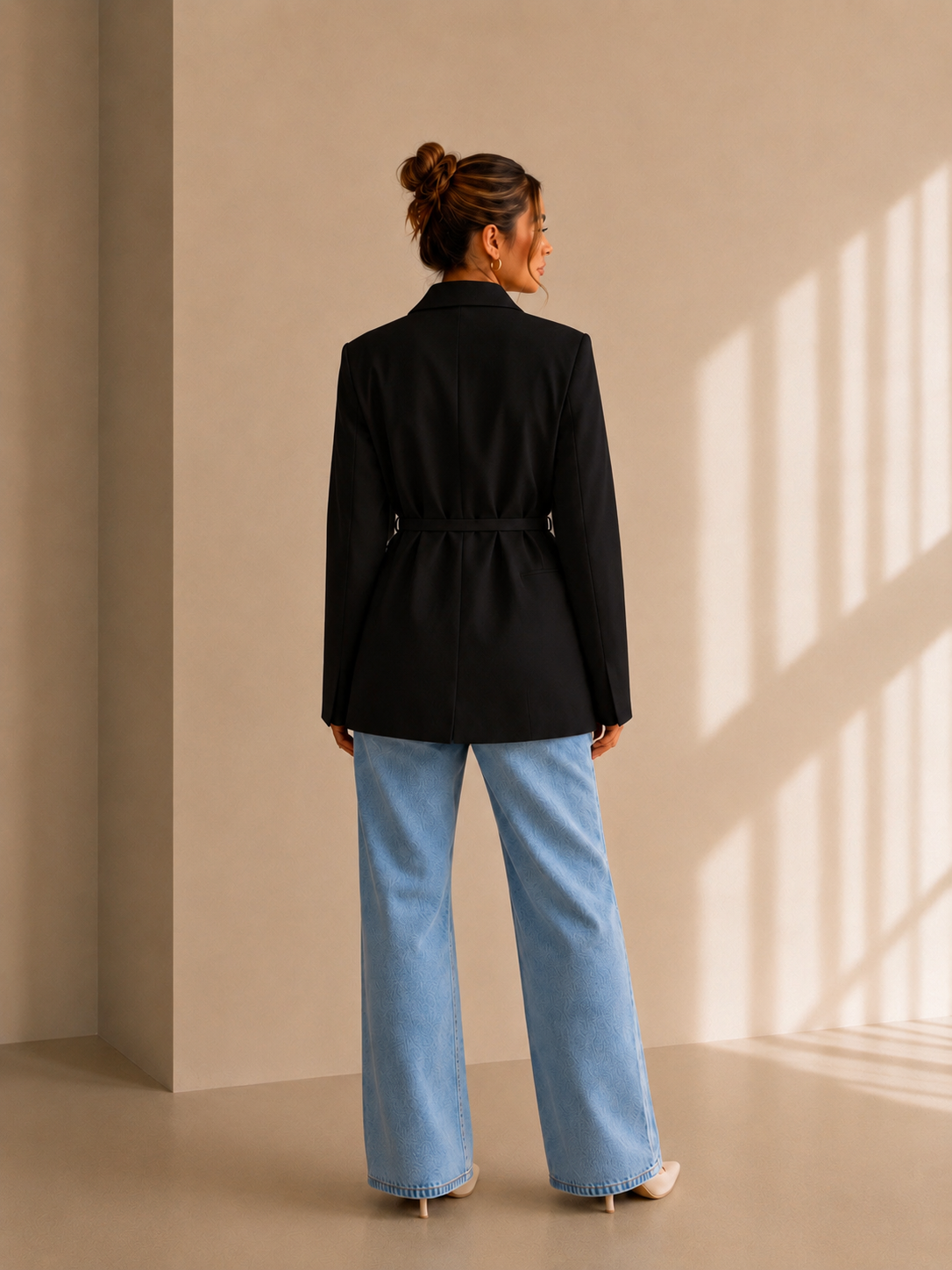 Blazer noir ceinturé