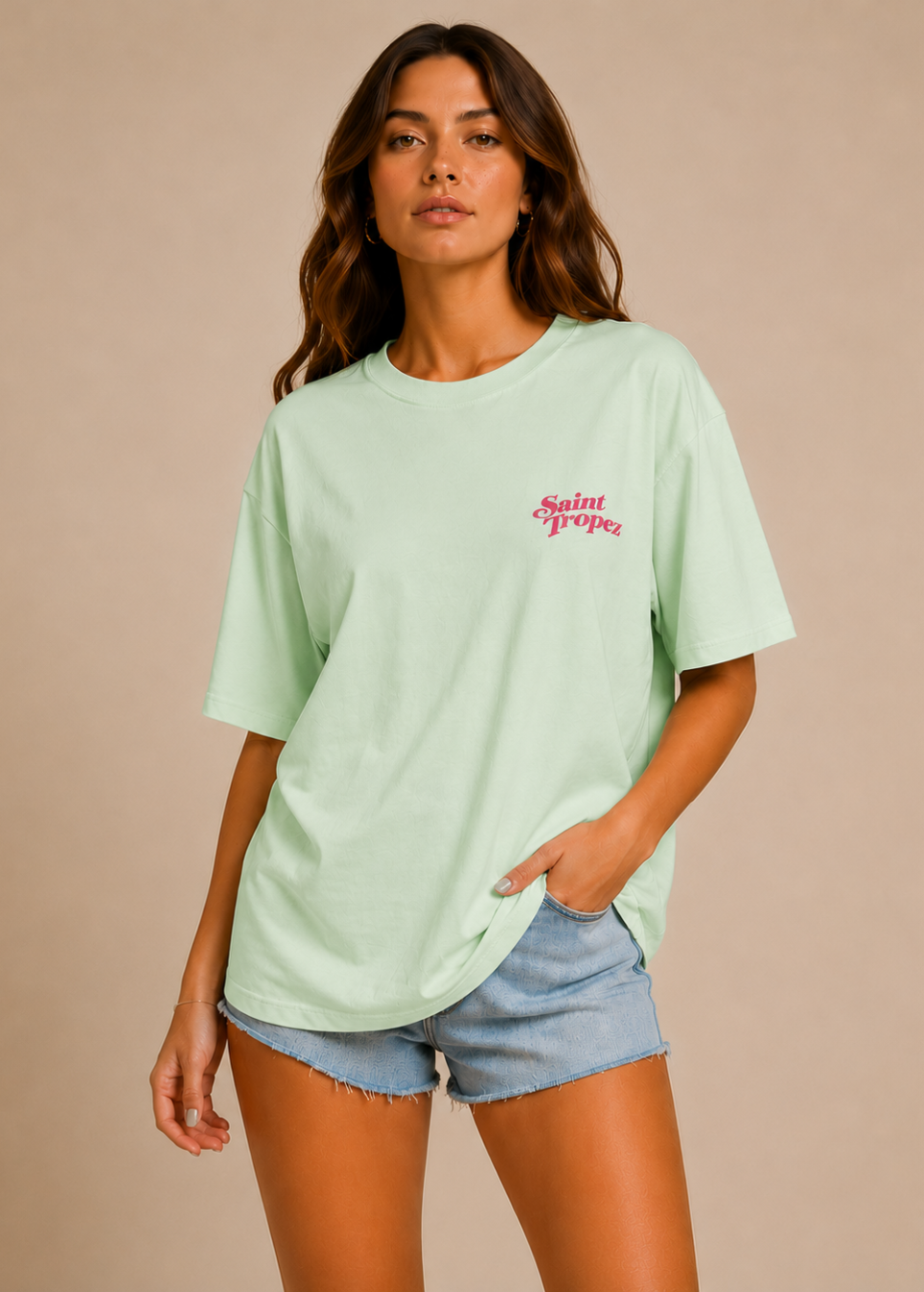 Tee shirt oversize Saint-Tropez menthe - BELANTA PARIS