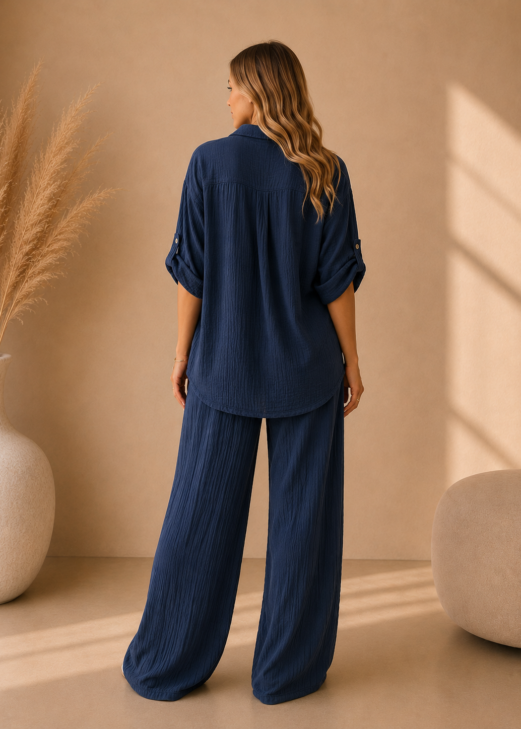 Ensemble gaze de coton bleu marine - BELANTA PARIS