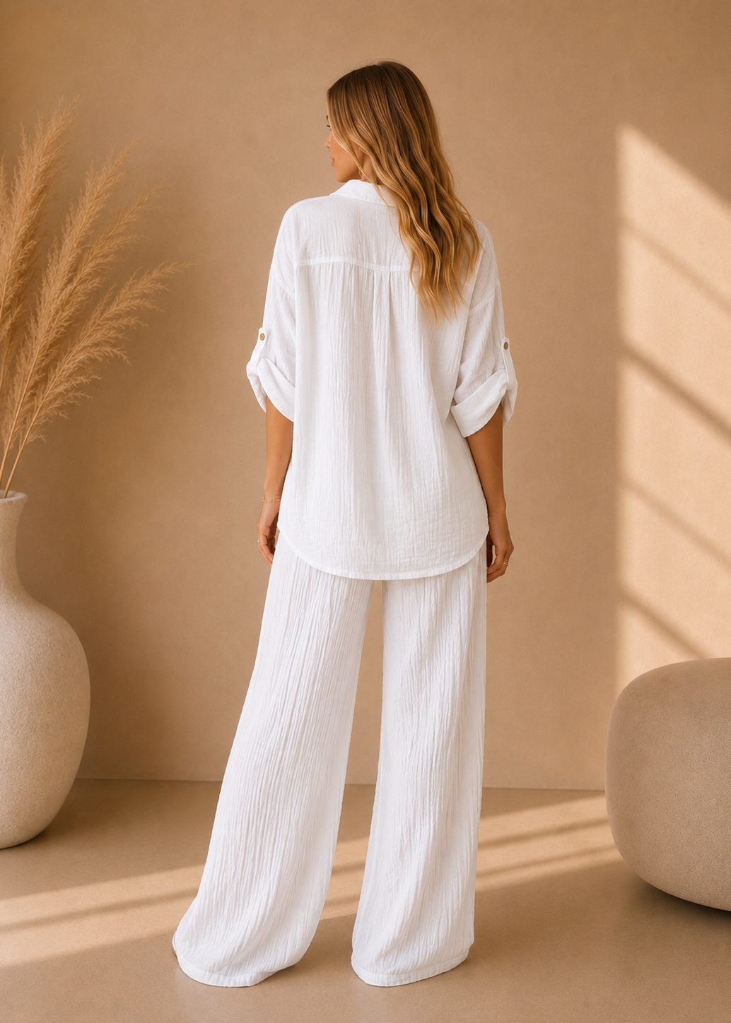 Ensemble gaze de coton blanc