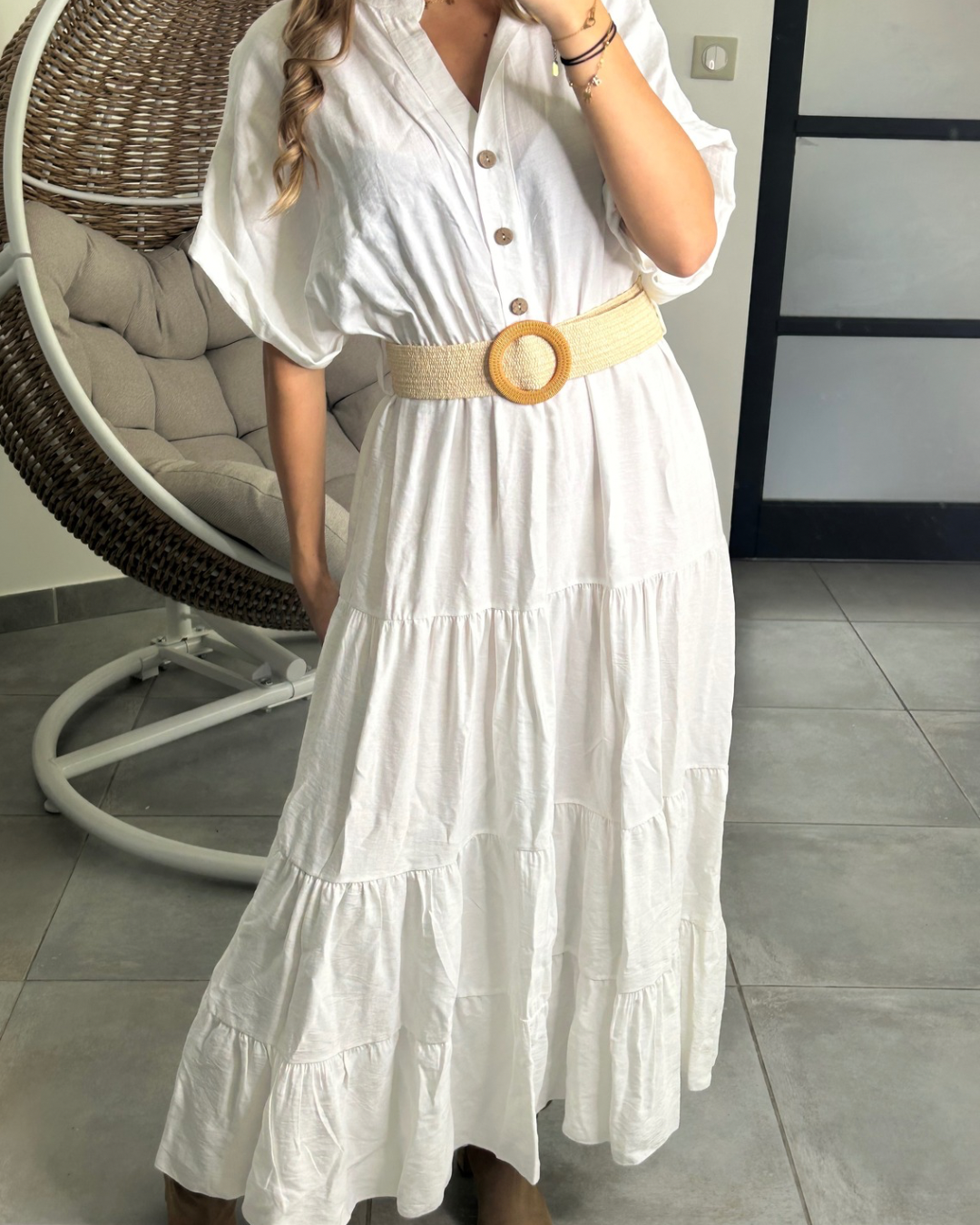 Robe ceinturée blanche