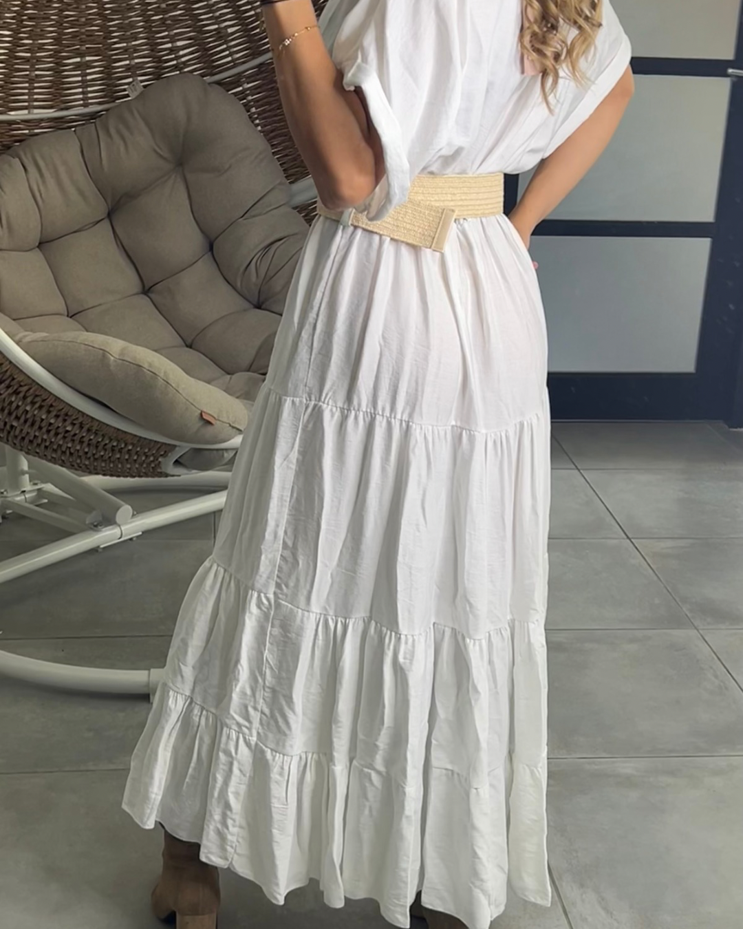 Robe ceinturée blanche