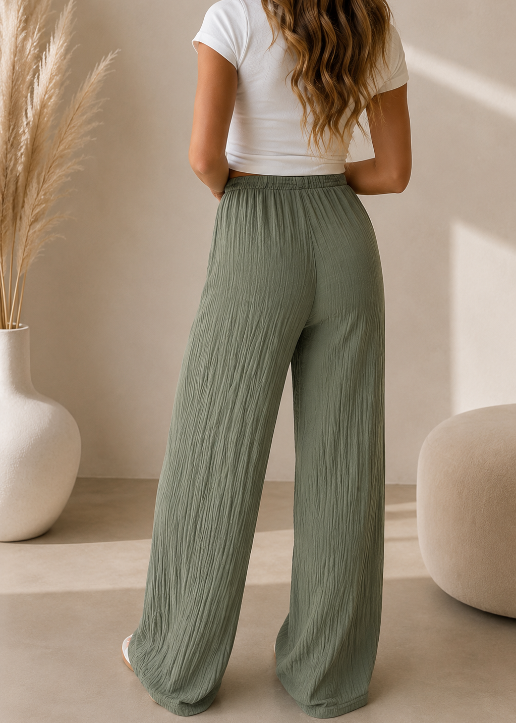 Pantalon gaze de coton kaki - BELANTA PARIS