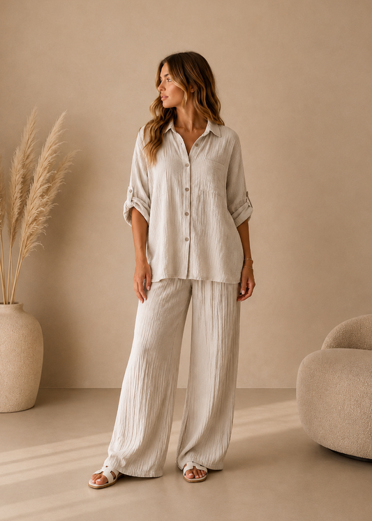 Ensemble gaze de coton beige
