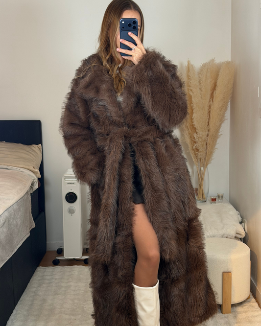 Trench fourrure marron