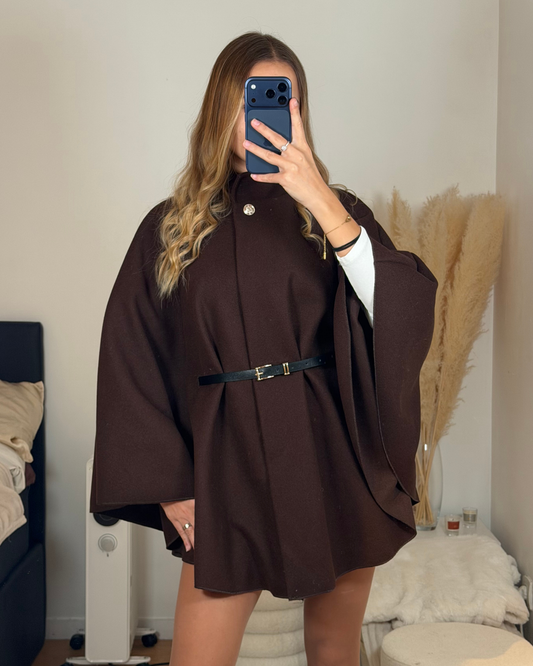 Cape ceinturée marron