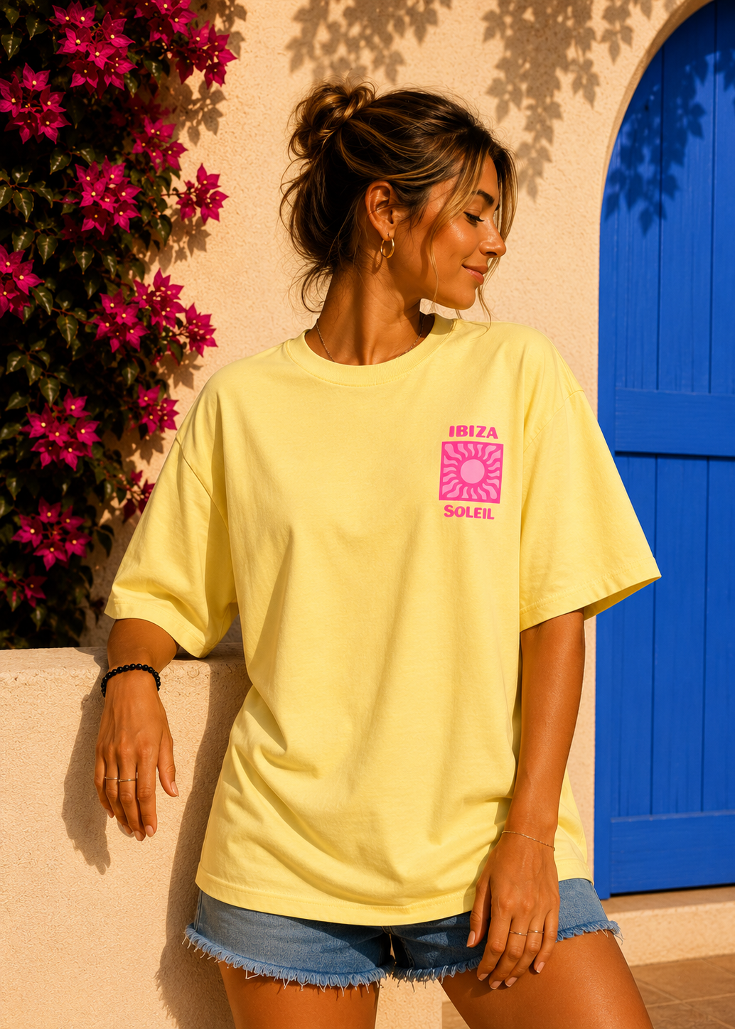 Tee shirt oversize Ibiza Soleil jaune