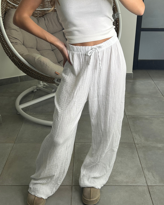 Pantalon gaz de coton blanc