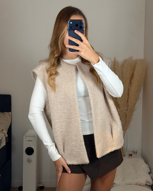 Gilet sans manche beige