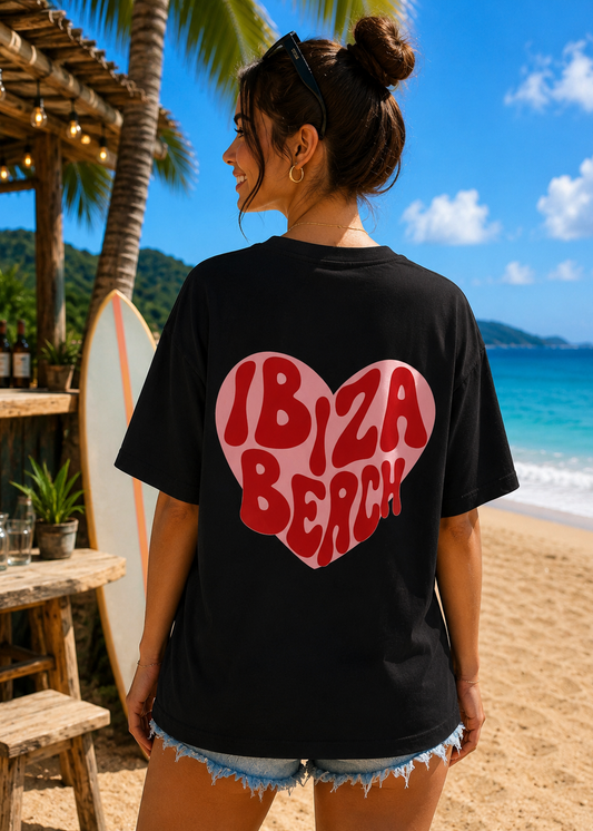 Tee shirt oversize Ibiza Beach noir