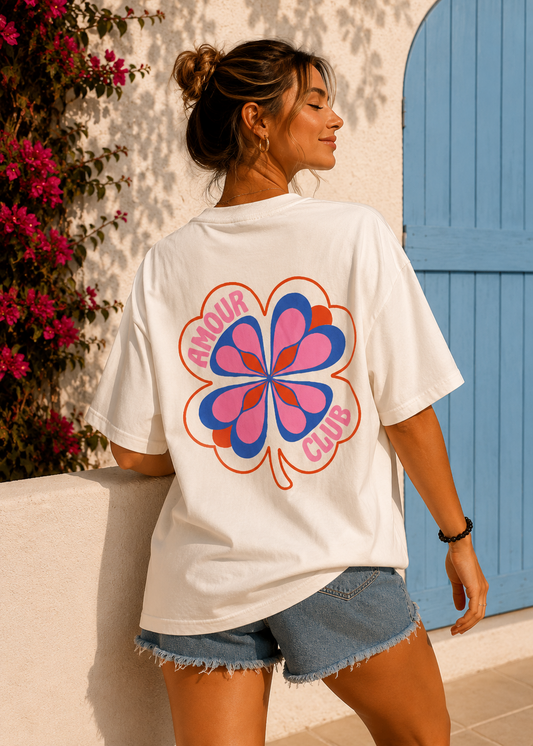 Tee shirt oversize Amour Club blanc - BELANTA PARIS