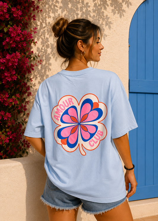 Tee shirt oversize Amour Club bleu - BELANTA PARIS