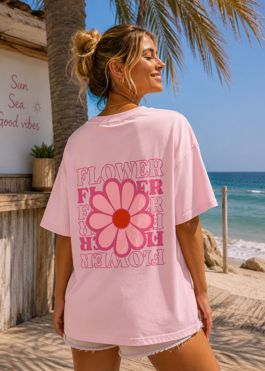Tee shirt oversize Flower rose - BELANTA PARIS