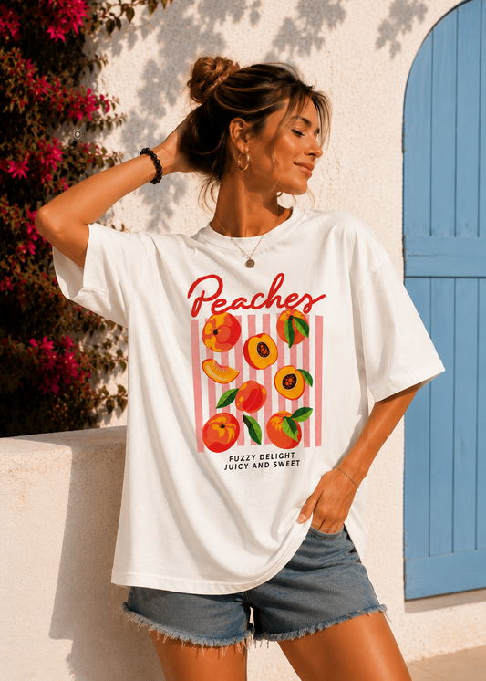 Tee shirt oversize Peaches blanc - BELANTA PARIS