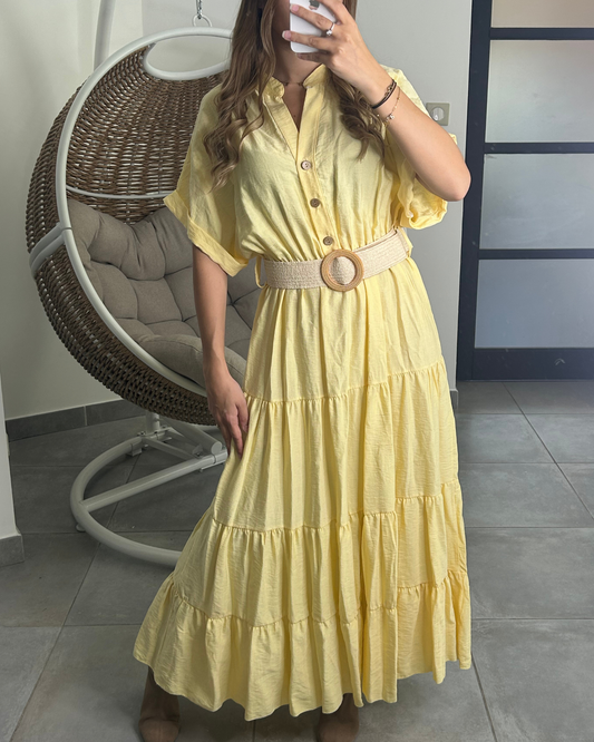 Robe ceinturée jaune