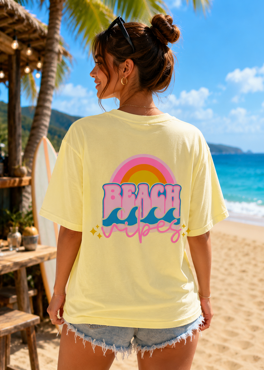 Tee shirt oversize Beach Vibes jaune