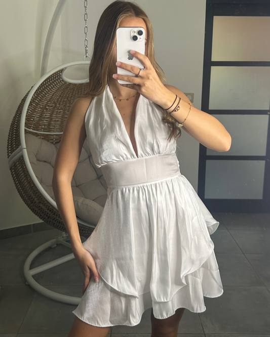 Robe courte brillante blanche