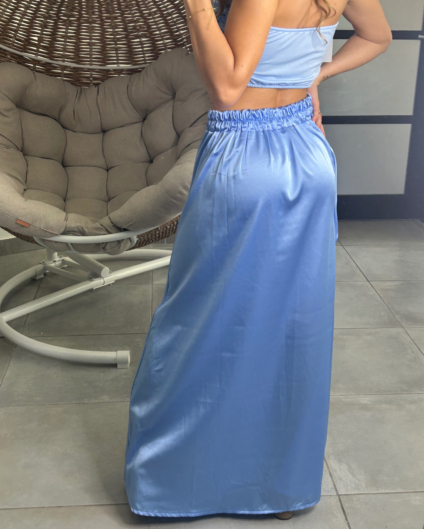 Ensemble haut et jupe bleu