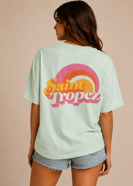 Tee shirt oversize Saint-Tropez menthe - BELANTA PARIS