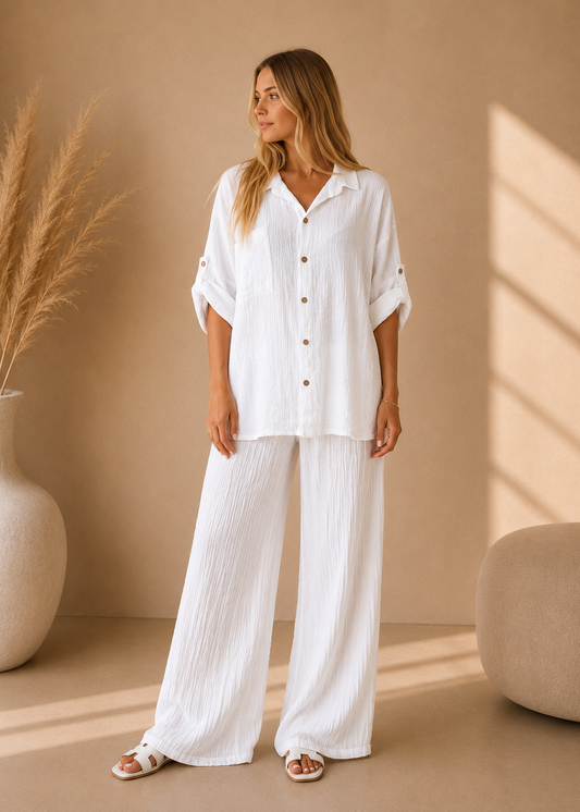 Ensemble gaze de coton blanc