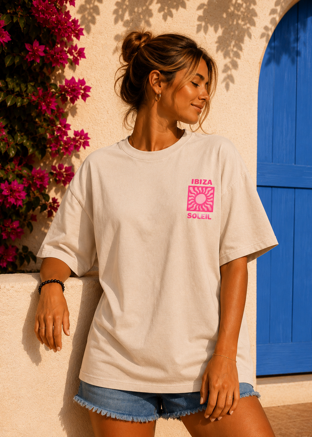 Tee shirt oversize Ibiza Soleil beige