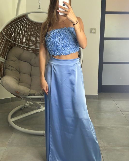 Ensemble haut et jupe bleu