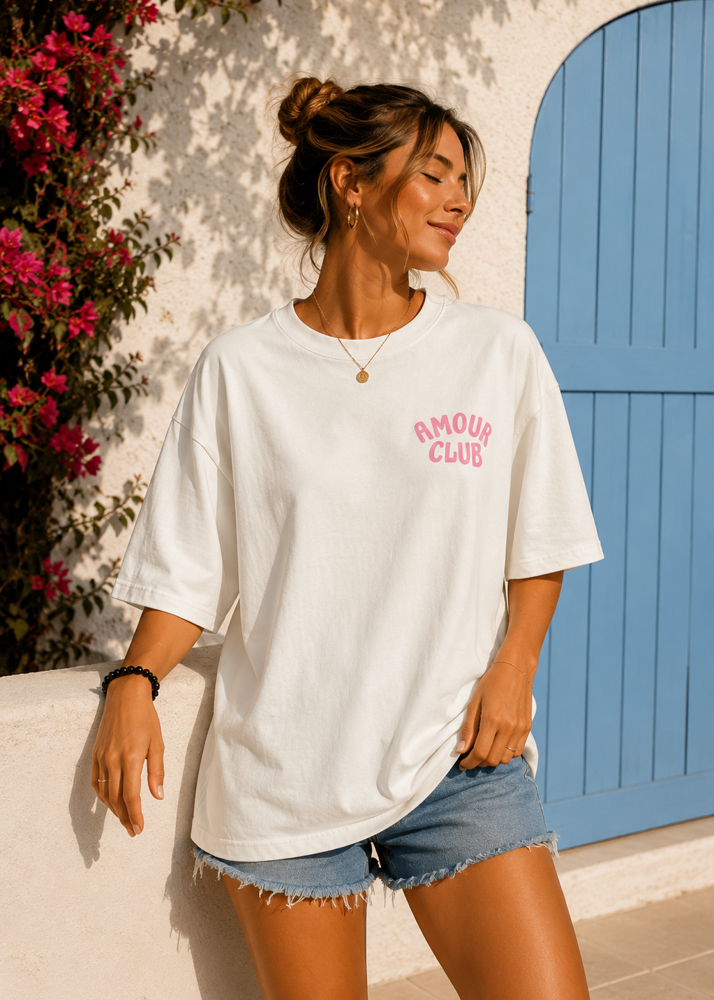Tee shirt oversize Amour Club blanc - BELANTA PARIS