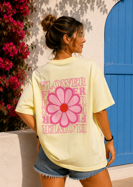 Tee shirt oversize Flower jaune - BELANTA PARIS