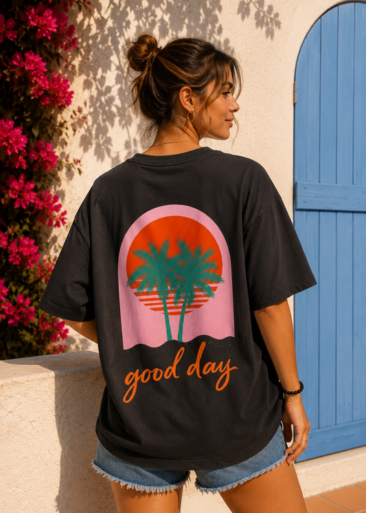 Tee shirt oversize Good Day noir - BELANTA PARIS