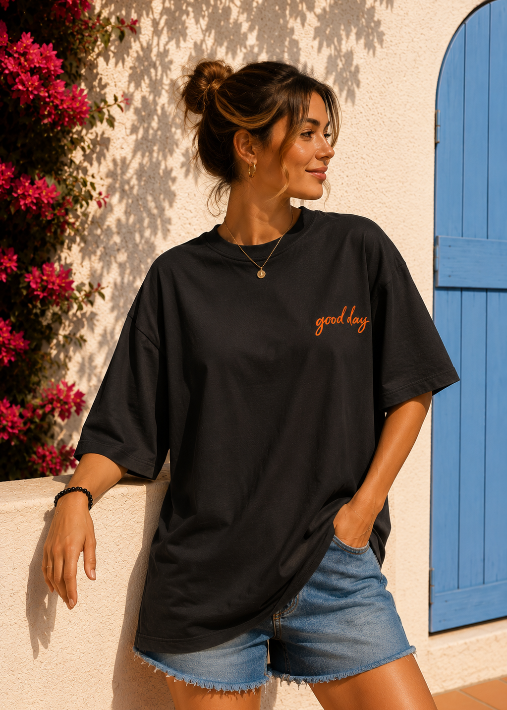 Tee shirt oversize Good Day noir - BELANTA PARIS