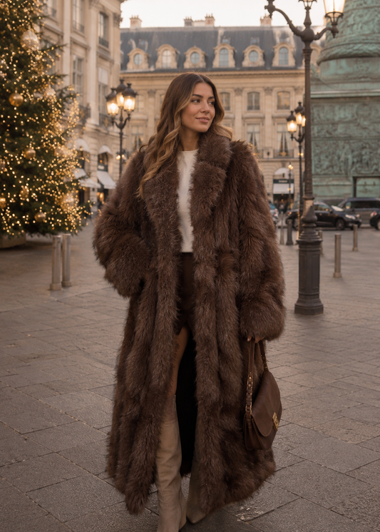 Trench fourrure marron