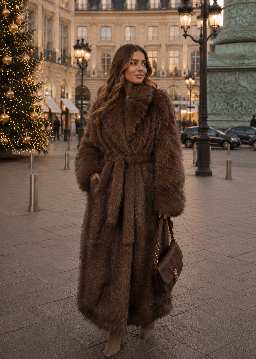 Trench fourrure marron