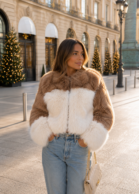 Veste fourrure bicolore
