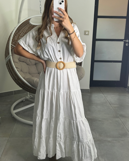 Robe ceinturée blanche