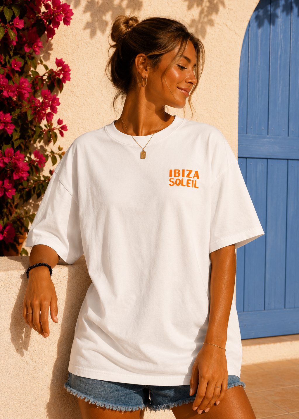 Tee shirt oversize Ibiza Soleil blanc