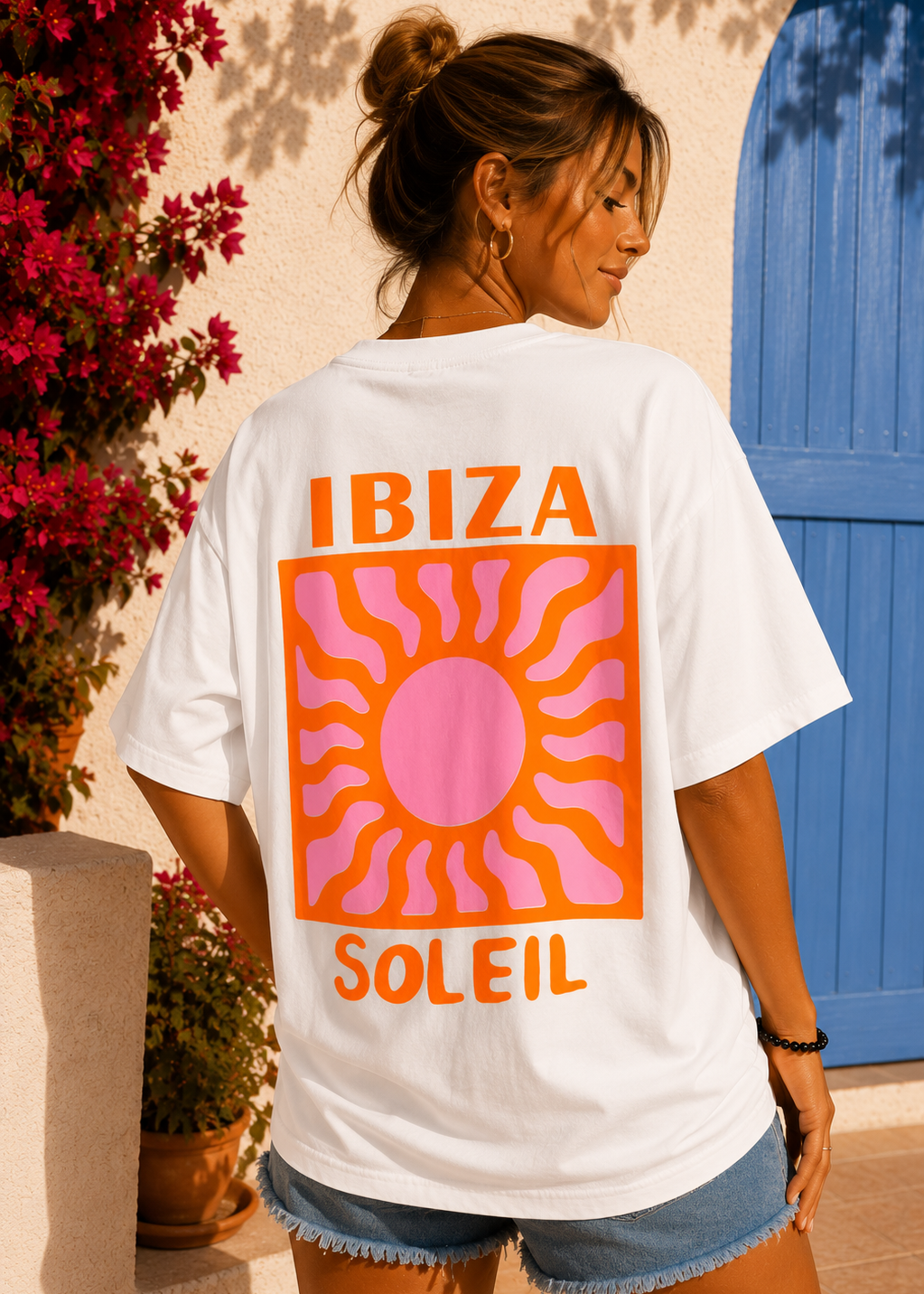 Tee shirt oversize Ibiza Soleil blanc
