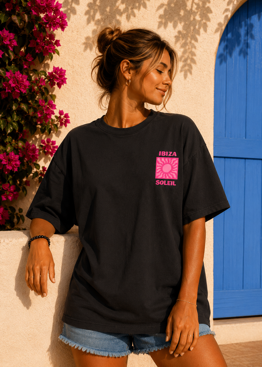 Tee shirt oversize Ibiza Soleil noir