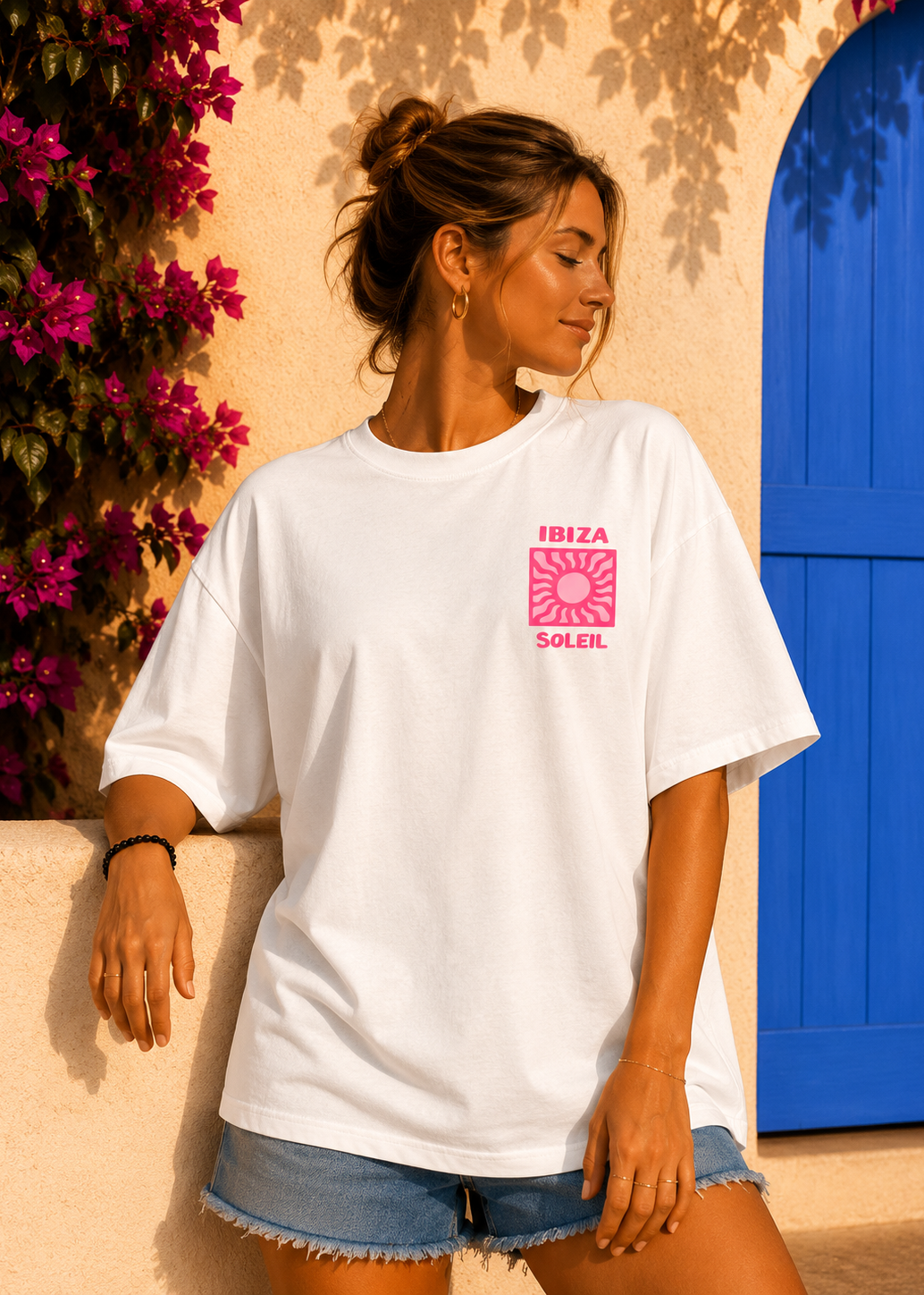 Tee shirt oversize Ibiza Soleil blanc