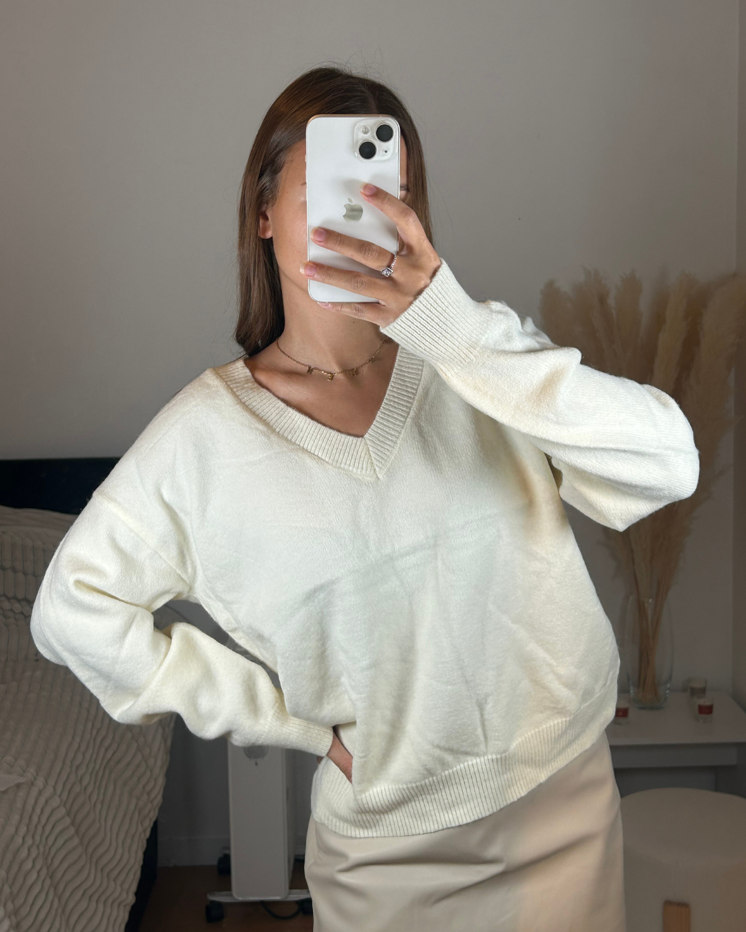 Pull beige col V