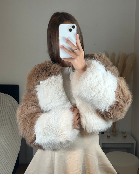 Two-tone fur jacket